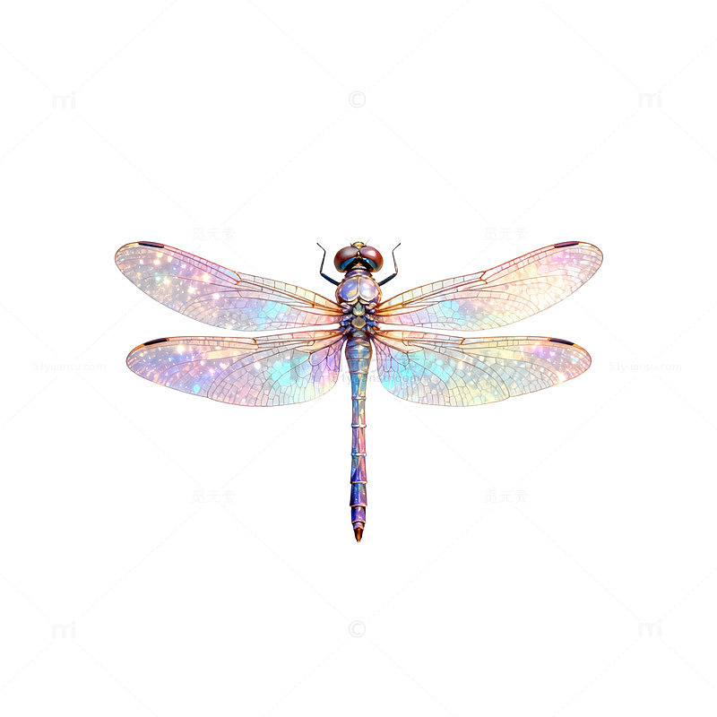 梦幻蜻蜓水彩插画