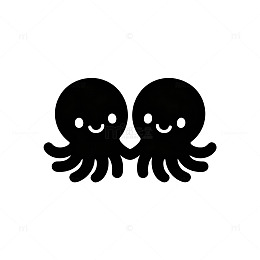 简约黑白章鱼图案设计素材