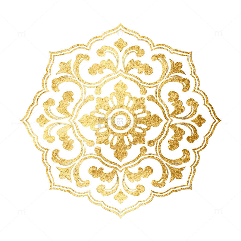 金色花纹装饰图案设计元素