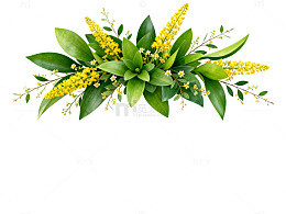 清新绿叶黄花装饰花束
