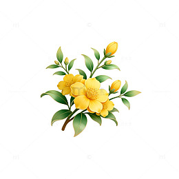 清新黄菊花艺术插画