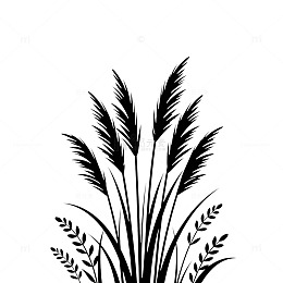 黑白简约植物剪影设计素材