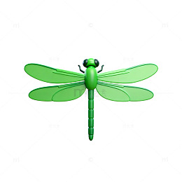 绿色蜻蜓卡通3D模型
