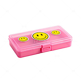 粉红笑脸塑料文具盒