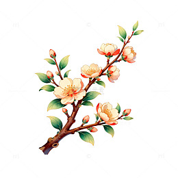水彩花卉插画梅花枝