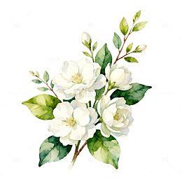 水彩花卉插图茉莉花