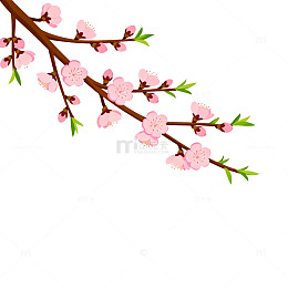 桃花枝插画设计素材