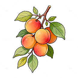 手绘杏子水果插画设计素材