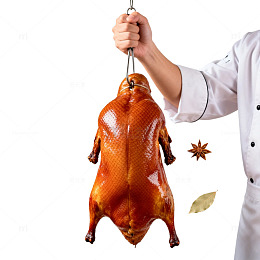 厨师展示烤鸭美食片