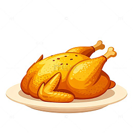 卡通烤鸡美食插画设计素材