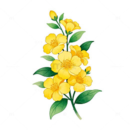 黄色花卉插画设计素材