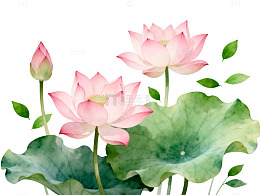 水彩荷花装饰画