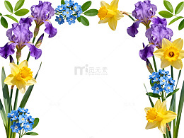 春季花卉边框装饰图案
