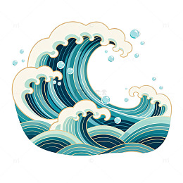 海浪艺术插画设计元素
