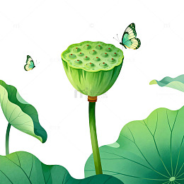 插画风荷花池景矢量素材