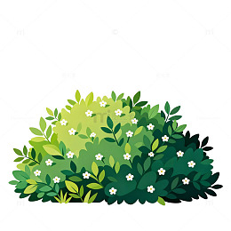 卡通风格绿植花丛插画素材