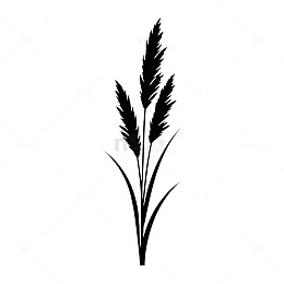 简约黑剪纸植物图案