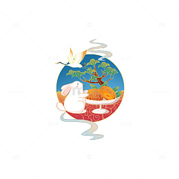 手绘插画中国风国潮中秋节元素