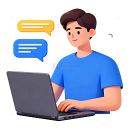 3D卡通男士电脑聊天图