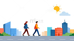 城市步行插画设计素材