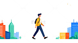 城市生活步行插画