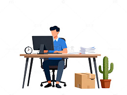 简约办公室插画矢量素材