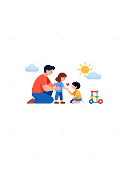 温馨家庭插画设计素材