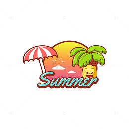矢量卡通夏天装饰元素
