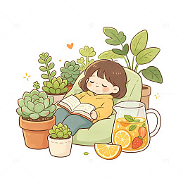 慢生活日常治愈阅读元素