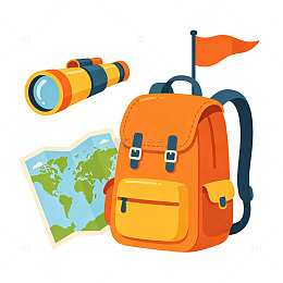 研学旅行卡通扁平
