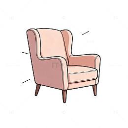 简约粉色扶手椅插画素材