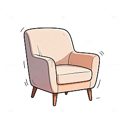 卡通风格单人沙发插画素材