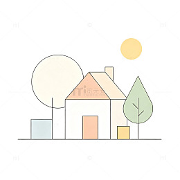 慢生活 卡通 线条 房屋