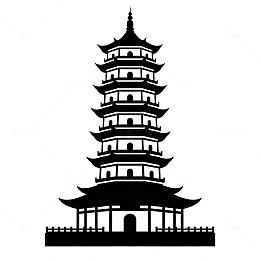 传统中式宝塔剪影图案
