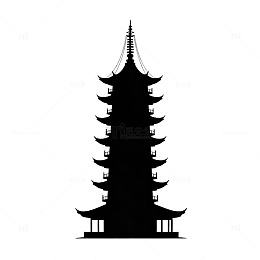黑白色调宝塔剪影矢量图