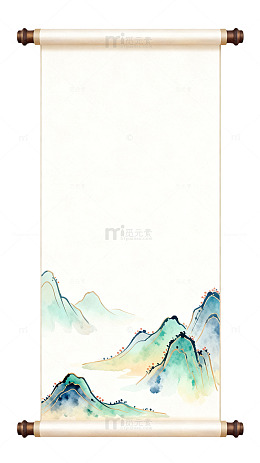 古风水墨山水画卷轴装饰画