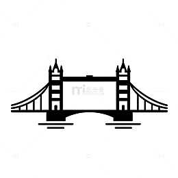 简笔画风格桥梁建筑图标