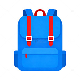 简约蓝色背包插画素材