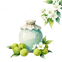 水彩青梅插画设计素材
