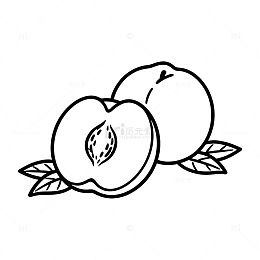黑白线描苹果图案插画设计素材