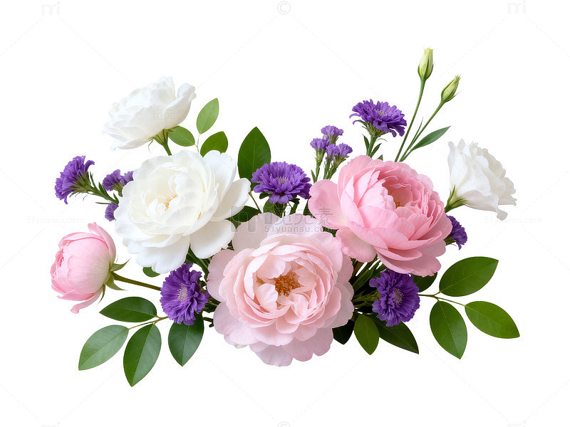 淡雅花卉组合插画设计素材