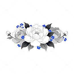 黑白蓝花卉装饰图案设计
