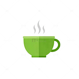 绿色咖啡杯简约图标