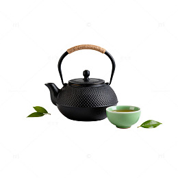 黑色铁壶绿茶茶具简约风格