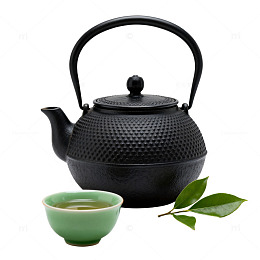 简约黑色铁壶茶杯展示
