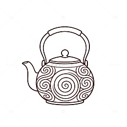 简约线条茶壶图案设计素材