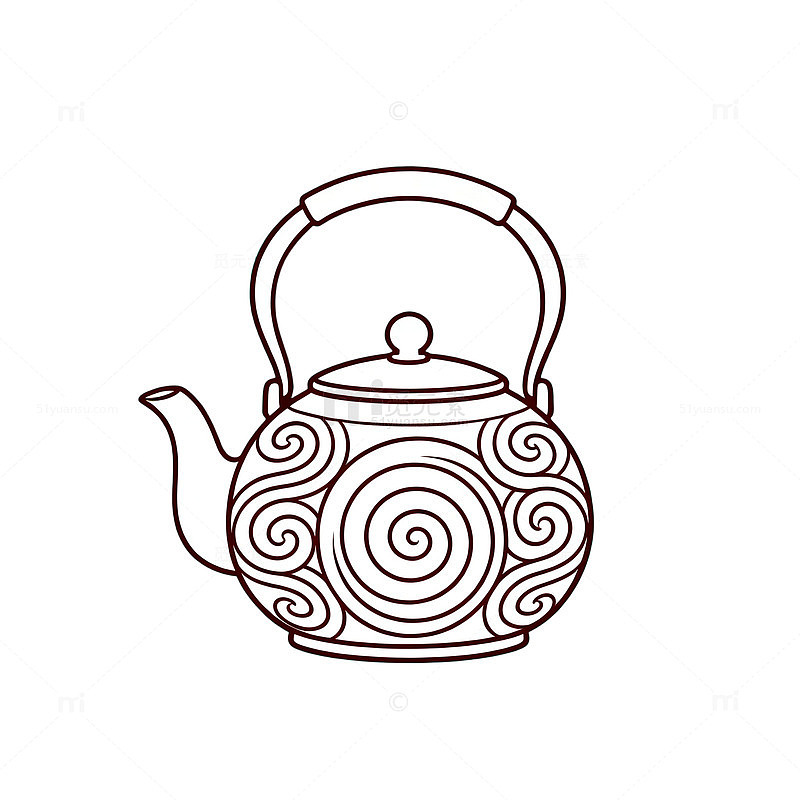 简约线条茶壶图案设计素材