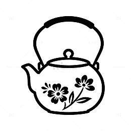 黑白简约茶壶图案设计素材