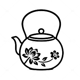 简约花卉茶壶线描图