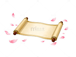 古风卷轴樱花飘落